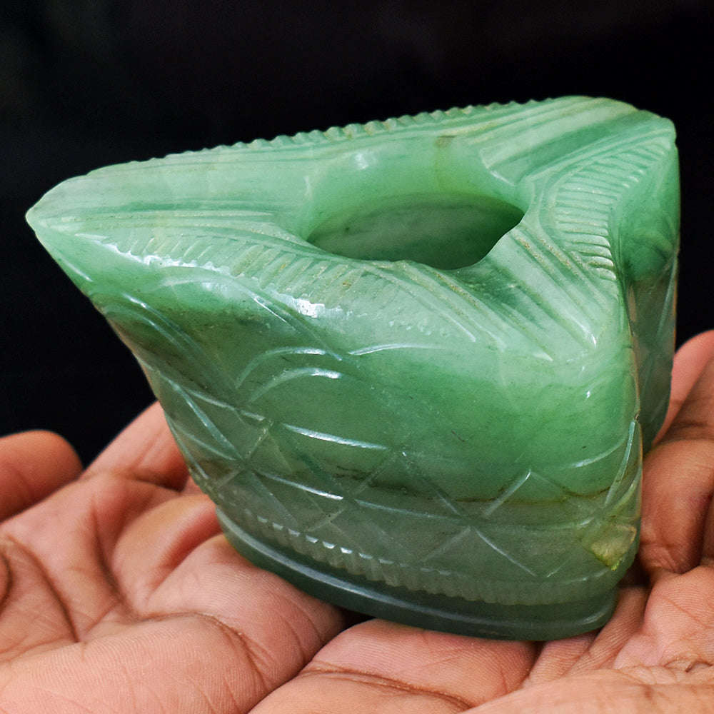 gemsmore:Artisian Jade Hand Carved Genuine Crystal Gemstone Carving Ash Trey
