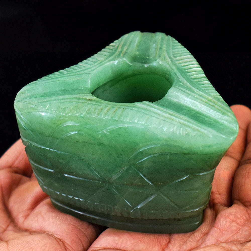 gemsmore:Artisian Jade Hand Carved Genuine Crystal Gemstone Carving Ash Trey