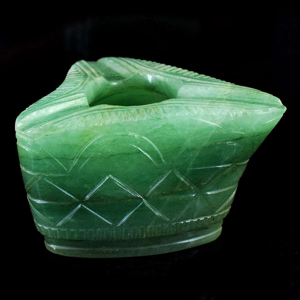 gemsmore:Artisian Jade Hand Carved Genuine Crystal Gemstone Carving Ash Trey