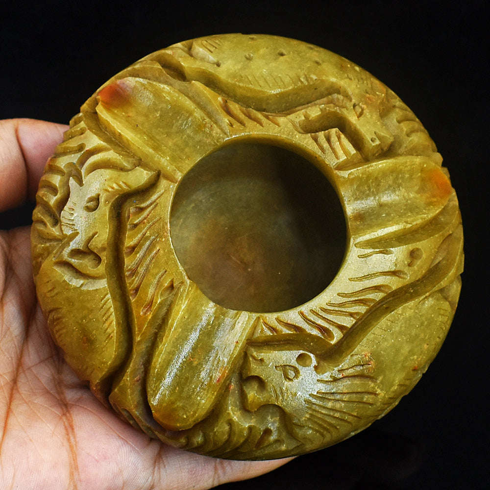 gemsmore:Artisian Jasper Hand Carved Genuine Crystal Gemstone Carving Ash Trey