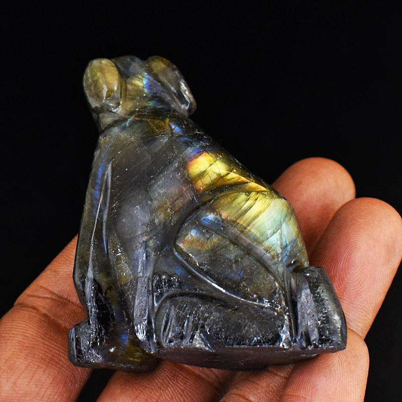 gemsmore:Artisian Labradorite Hand Carved Genuine Crystal Gemstone Carving Dog