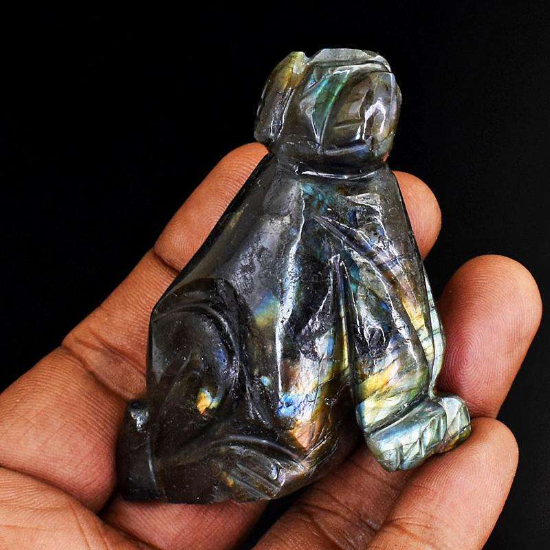 gemsmore:Artisian Labradorite Hand Carved Genuine Crystal Gemstone Carving Dog
