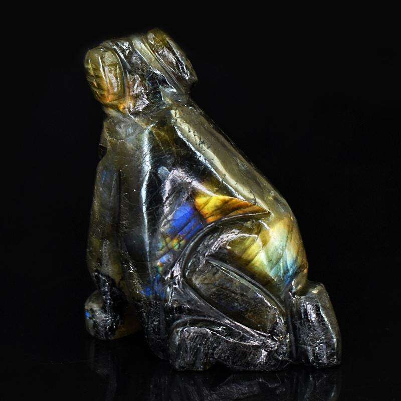 gemsmore:Artisian Labradorite Hand Carved Genuine Crystal Gemstone Carving Dog