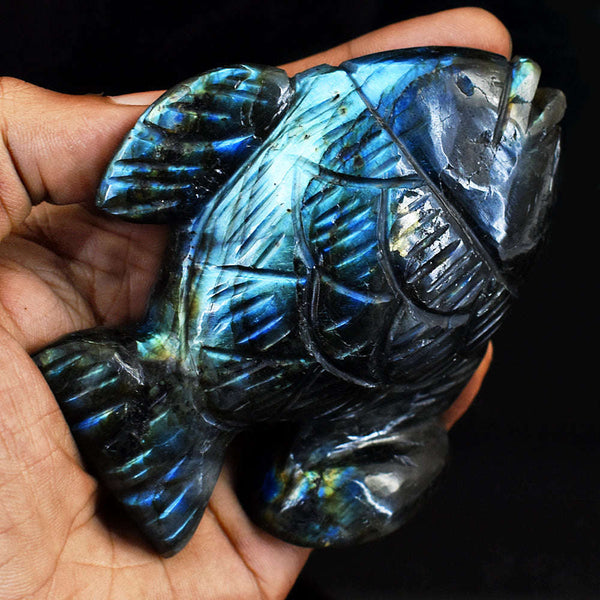 gemsmore:Artisian Labradorite Hand Carved Genuine Crystal Gemstone Carving Fish