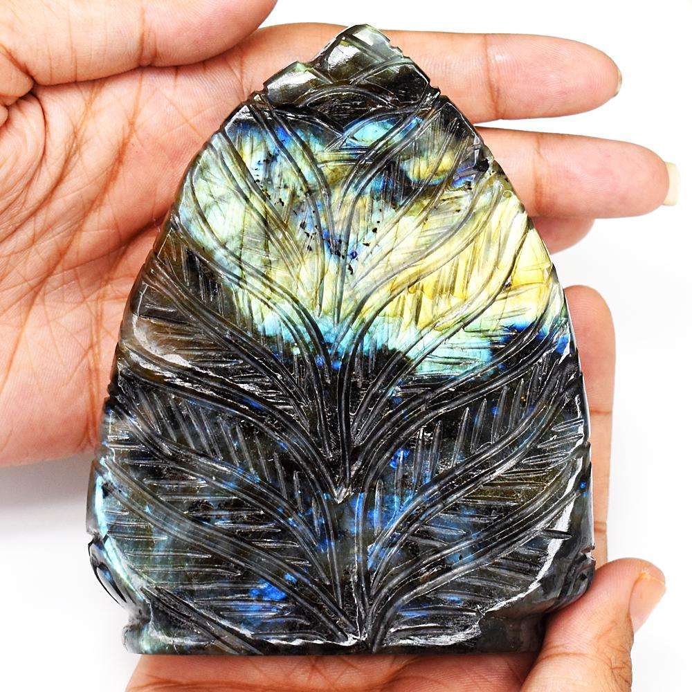 gemsmore:Artisian Labradorite Hand Carved Genuine Crystal Gemstone Carving Lord Buddha