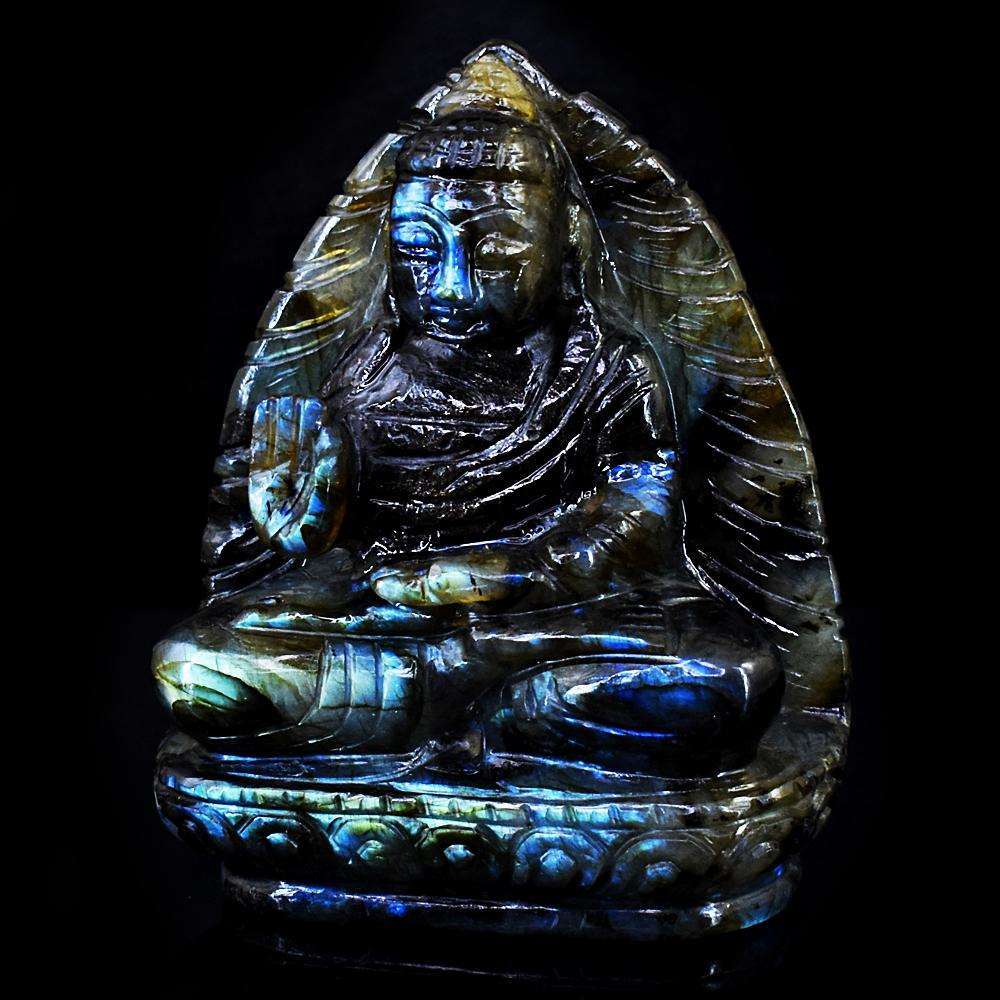 gemsmore:Artisian Labradorite Hand Carved Genuine Crystal Gemstone Carving Lord Buddha