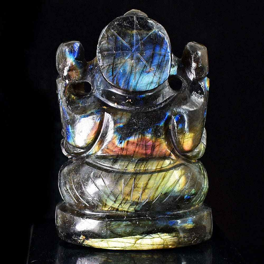 gemsmore:Artisian Labradorite Hand Carved Genuine Crystal Gemstone Carving Lord Ganesha