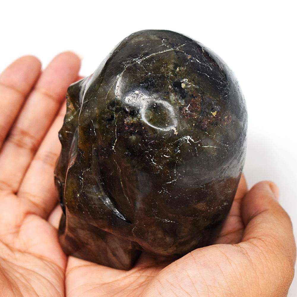 gemsmore:Artisian Labradorite Hand Carved Genuine Crystal Gemstone Carving Skull