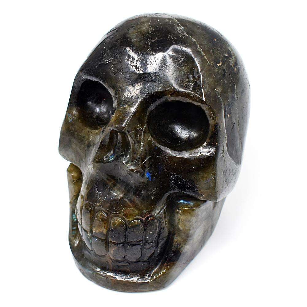 gemsmore:Artisian Labradorite Hand Carved Genuine Crystal Gemstone Carving Skull