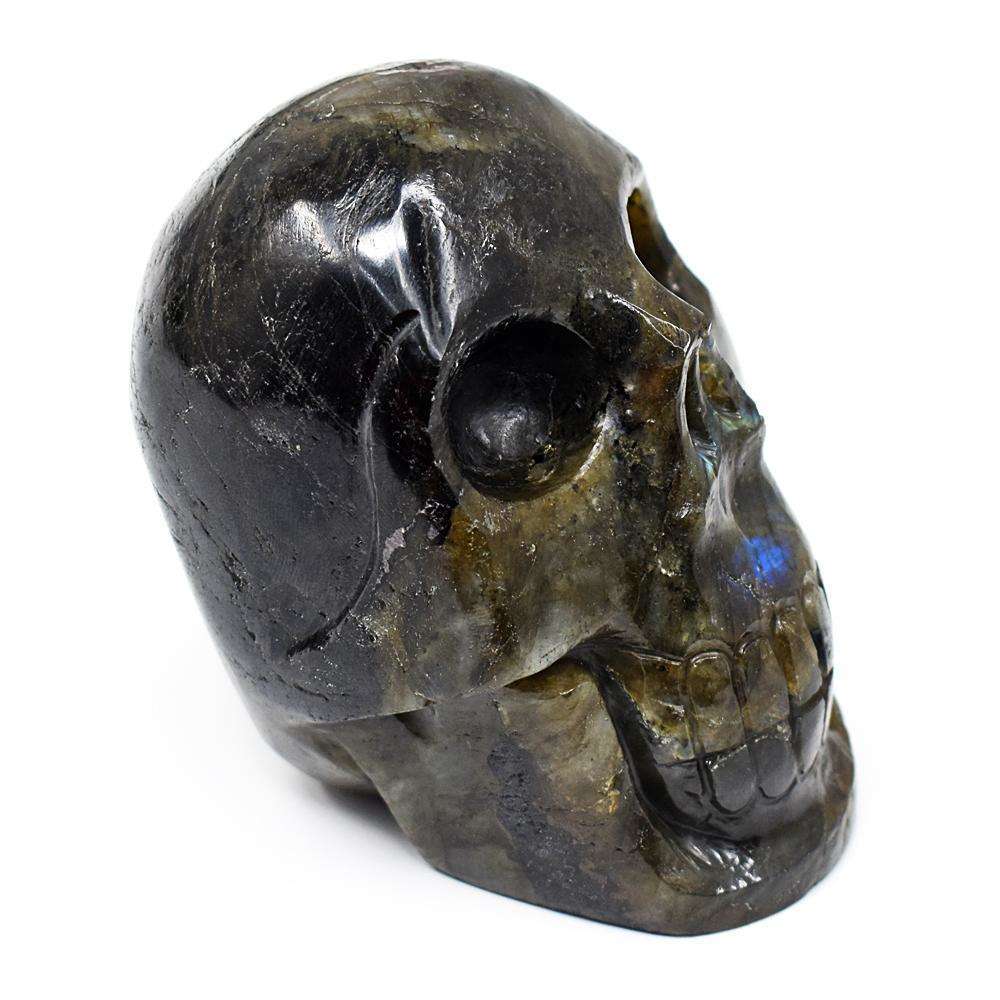 gemsmore:Artisian Labradorite Hand Carved Genuine Crystal Gemstone Carving Skull