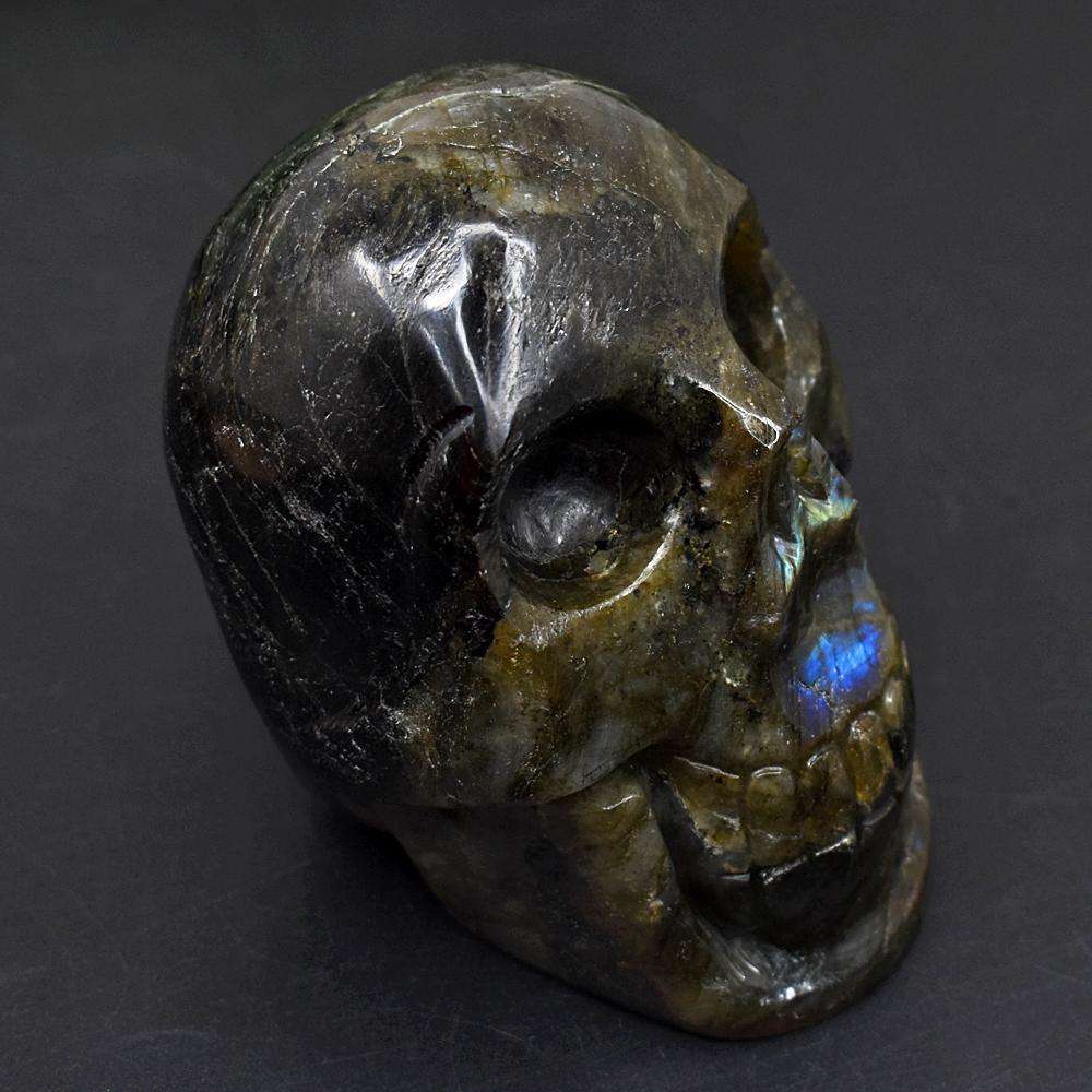 gemsmore:Artisian Labradorite Hand Carved Genuine Crystal Gemstone Carving Skull