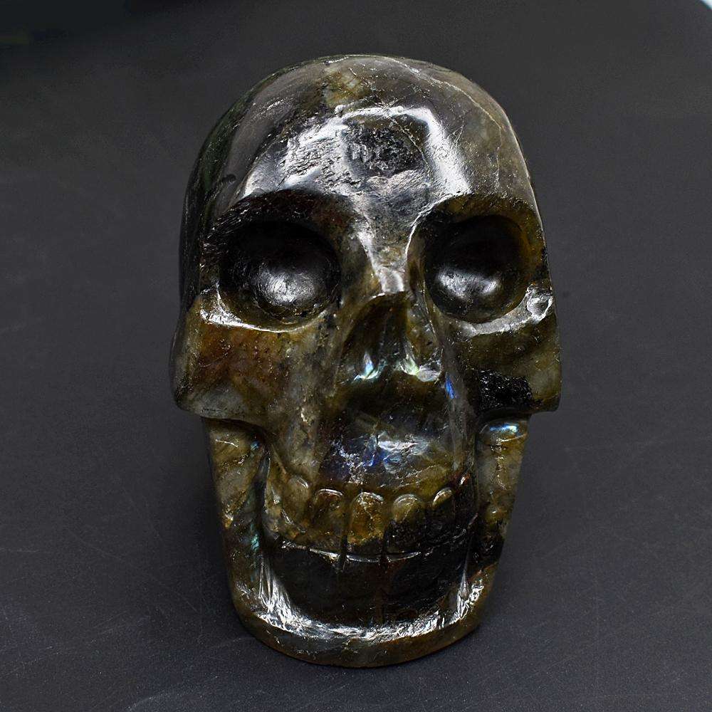 gemsmore:Artisian Labradorite Hand Carved Genuine Crystal Gemstone Carving Skull