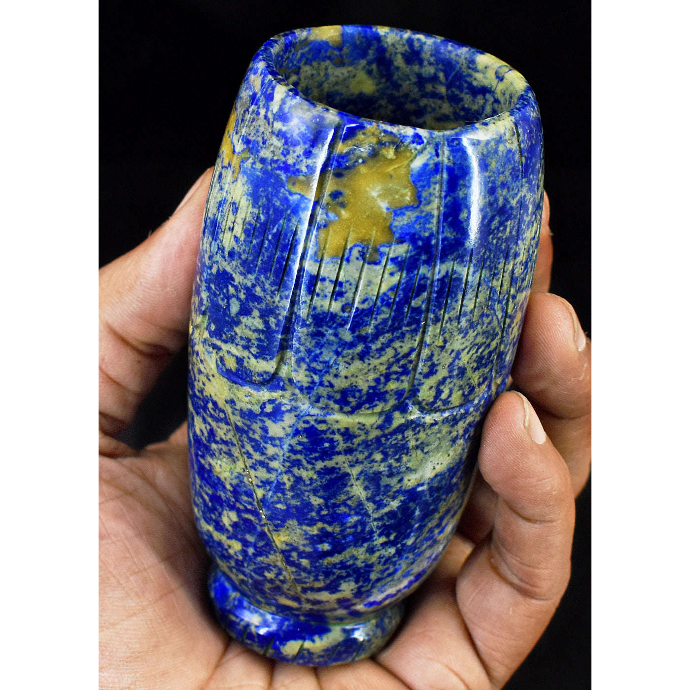 gemsmore:Artisian Lapis Lazuli  Hand Carved Genuine Crystal Gemstone Carving Glass