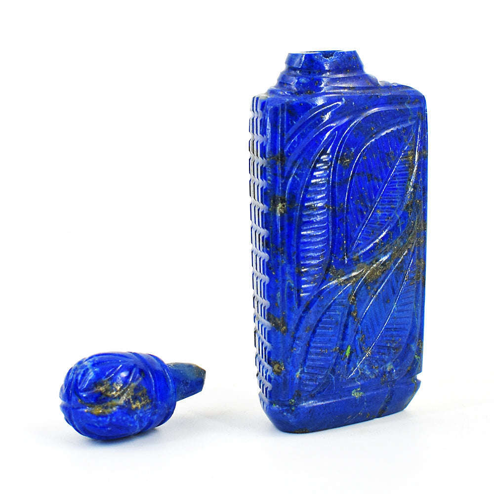 gemsmore:Artisian Lapis Lazuli Hand Carved Genuine Crystal Gemstone Carving Perfume Bottle