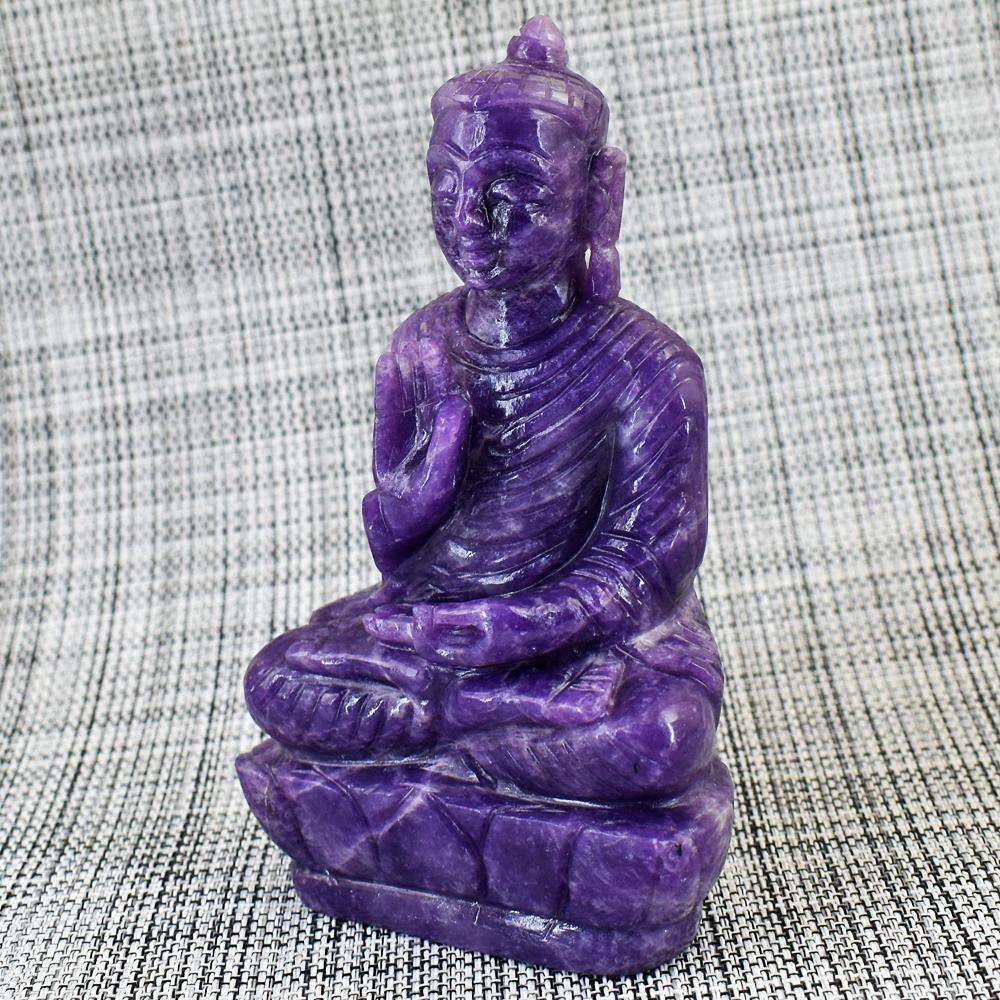 gemsmore:Artisian Lepidolite Crystal Genuine Gemstone Hand Carved Lord Buddha