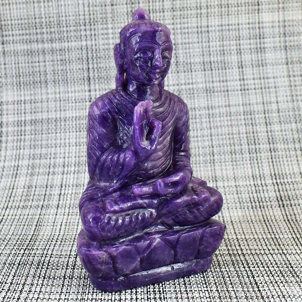 gemsmore:Artisian Lepidolite Crystal Genuine Gemstone Hand Carved Lord Buddha