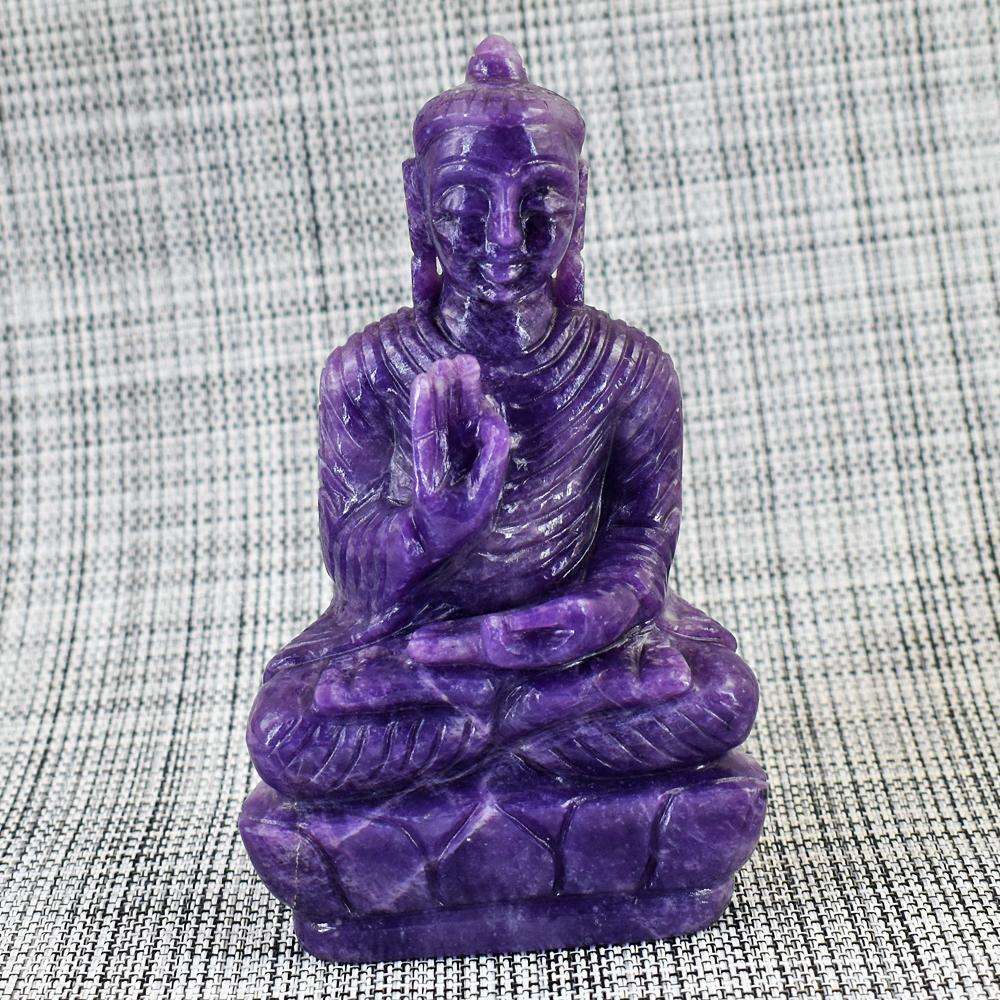 gemsmore:Artisian Lepidolite Crystal Genuine Gemstone Hand Carved Lord Buddha