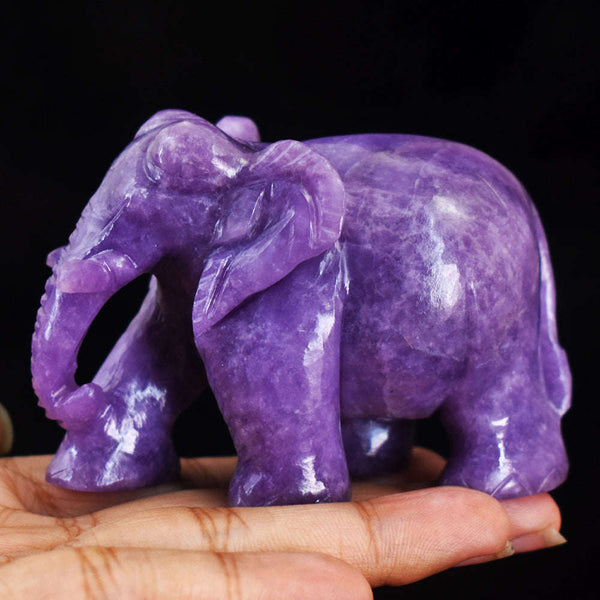 gemsmore:Artisian Lepidolite Hand Carved Genuine Crystal Gemstone Carving Elephant