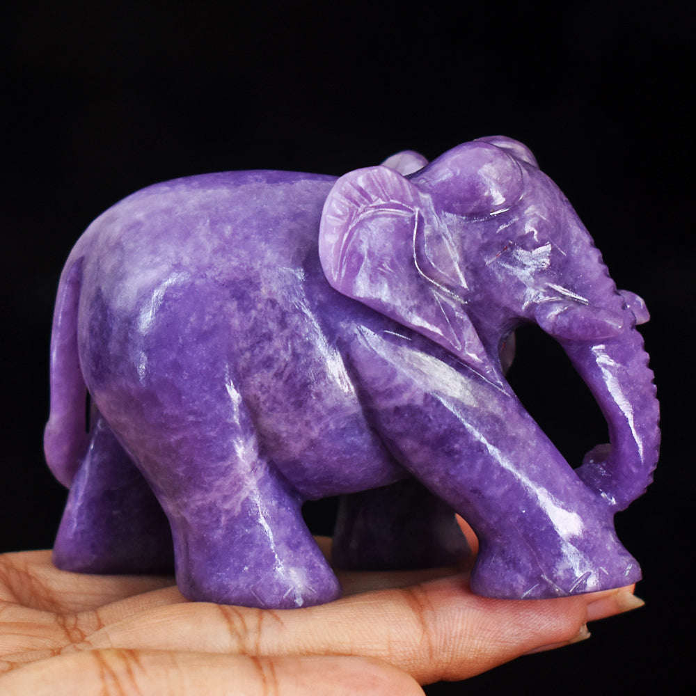 gemsmore:Artisian Lepidolite Hand Carved Genuine Crystal Gemstone Carving Elephant