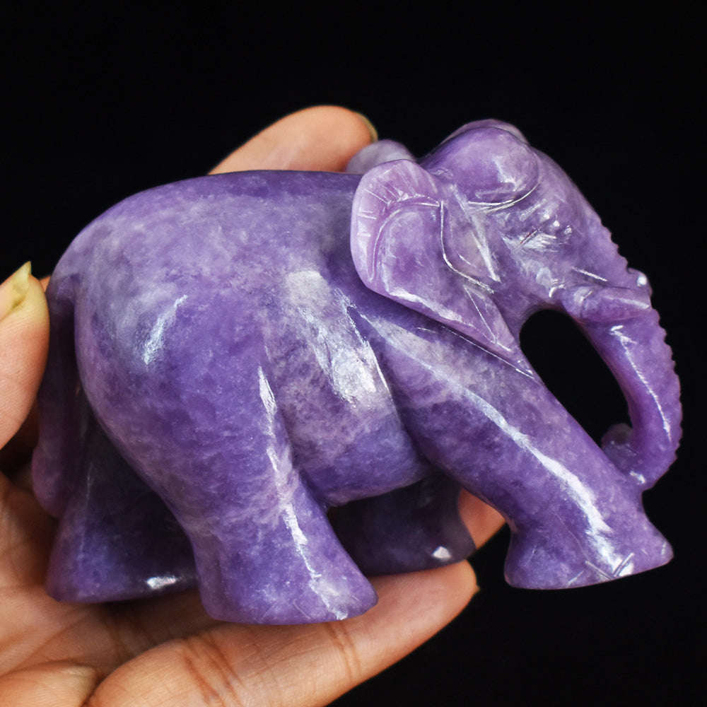 gemsmore:Artisian Lepidolite Hand Carved Genuine Crystal Gemstone Carving Elephant