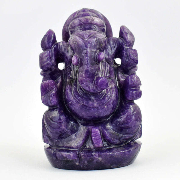 gemsmore:Artisian Lepidolite  Hand Carved Genuine Crystal Gemstone Carving Lord Ganesha