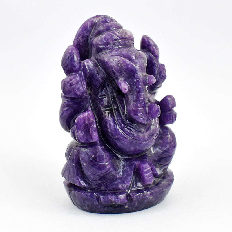 gemsmore:Artisian Lepidolite  Hand Carved Genuine Crystal Gemstone Carving Lord Ganesha