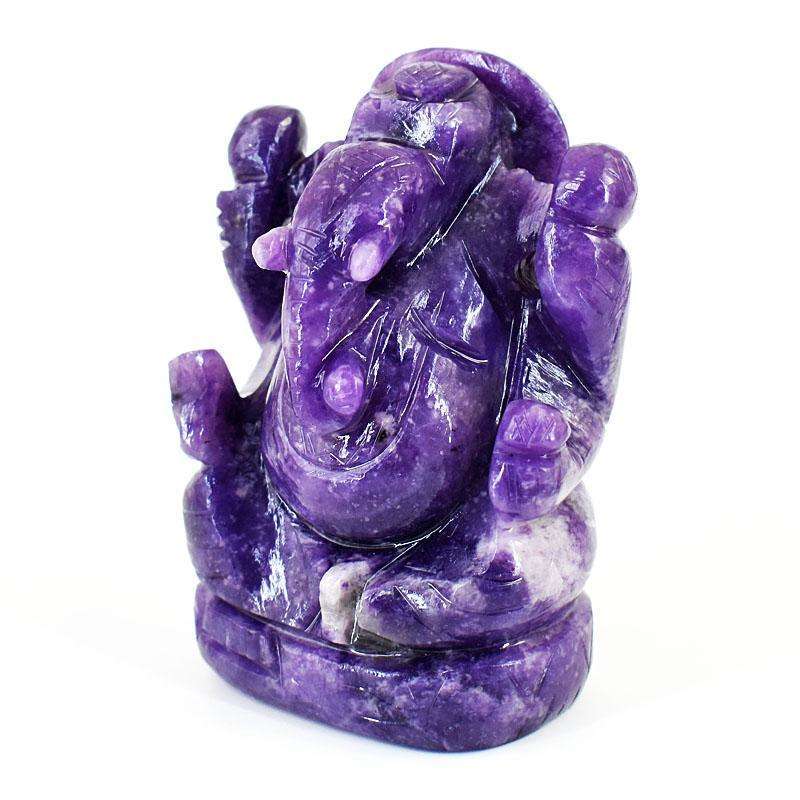 gemsmore:Artisian Lepidolite  Hand Carved Genuine Crystal Gemstone Carving Lord Ganesha