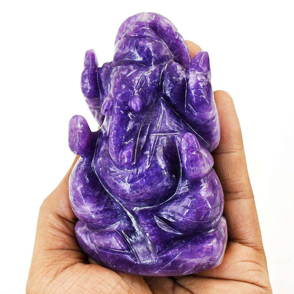 gemsmore:Artisian Lepidolite Hand Carved Genuine Crystal Gemstone Carving Lord Ganesha