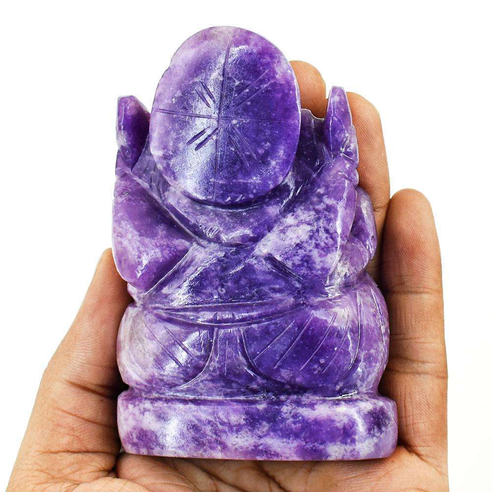 gemsmore:Artisian Lepidolite Hand Carved Genuine Crystal Gemstone Carving Lord Ganesha