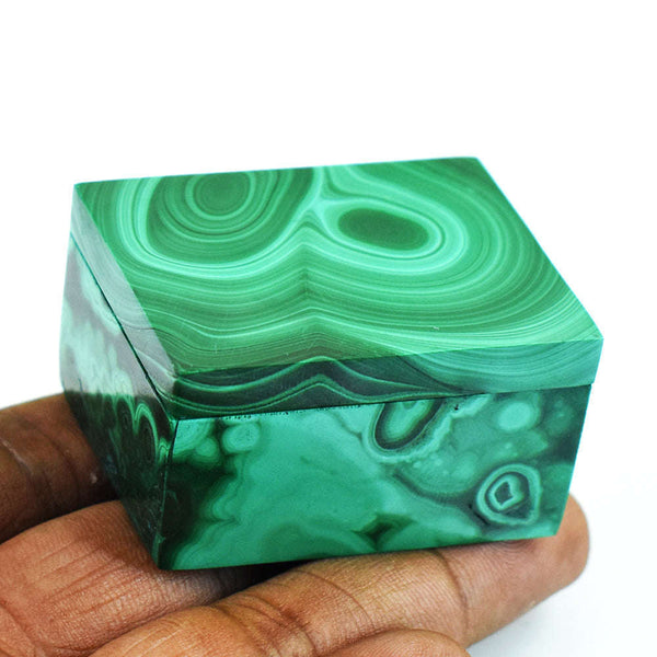 gemsmore:Artisian Malachite Hand Carved Genuine Crystal Gemstone Carving Box