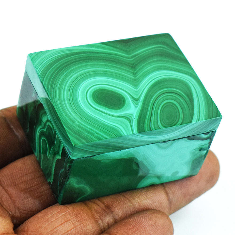 gemsmore:Artisian Malachite Hand Carved Genuine Crystal Gemstone Carving Box