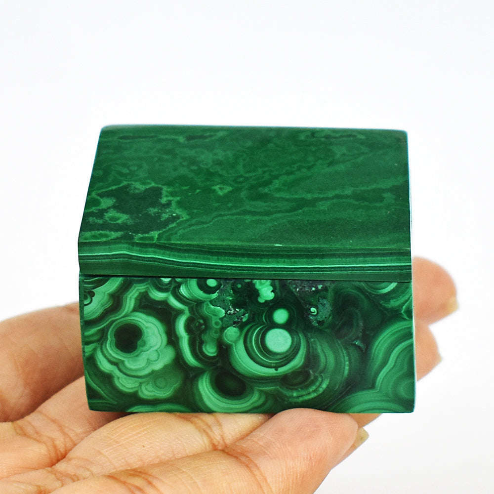 gemsmore:Artisian Malachite Hand Carved Genuine Crystal Gemstone Carving Box