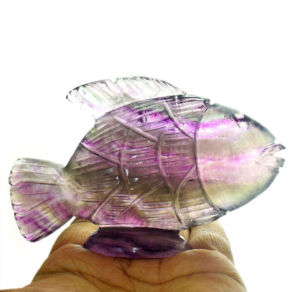 gemsmore:Artisian Multicolor Fluorite Hand Carved Fish