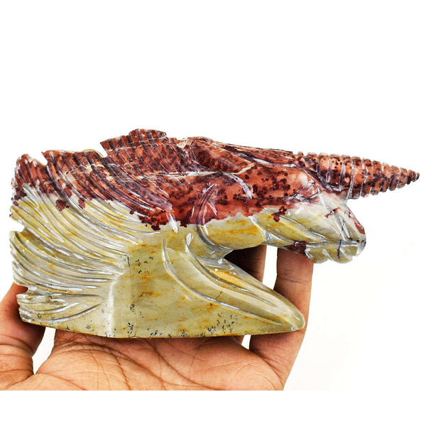 gemsmore:Artisian Noreena Jasper  Hand Carved Genuine Crystal Gemstone Carving Unicorn Head