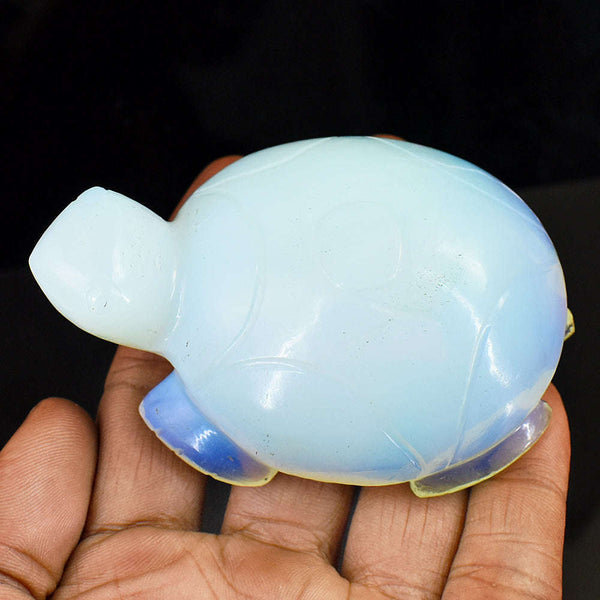 gemsmore:Artisian Opalite Hand Carved Crystal Gemstone Carving Turtle