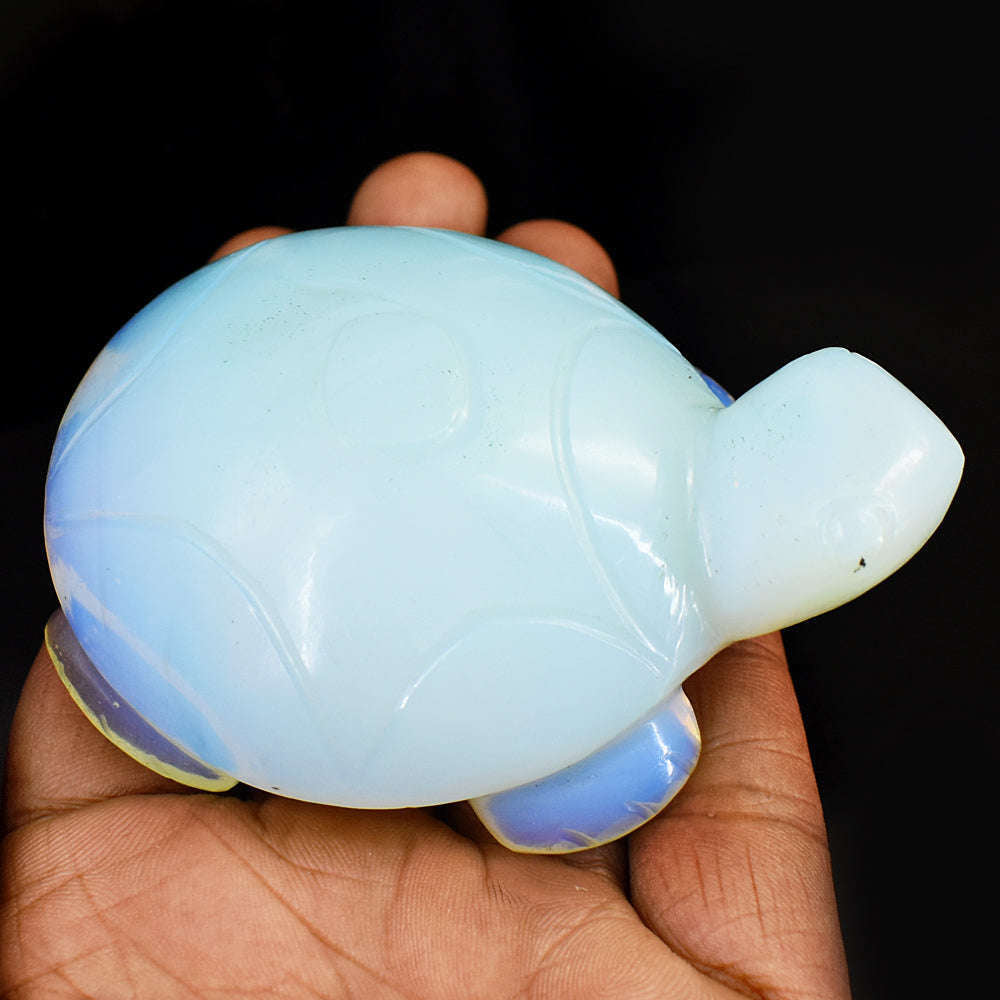 gemsmore:Artisian Opalite Hand Carved Crystal Gemstone Carving Turtle