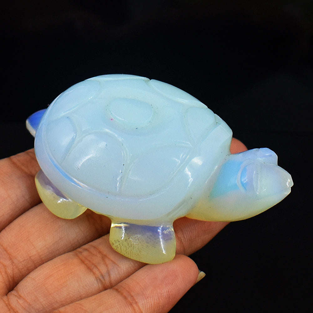 gemsmore:Artisian Opalite Hand Carved Crystal Gemstone Carving Turtle