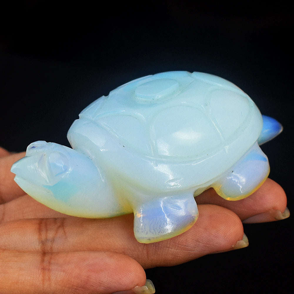 gemsmore:Artisian Opalite Hand Carved Crystal Gemstone Carving Turtle