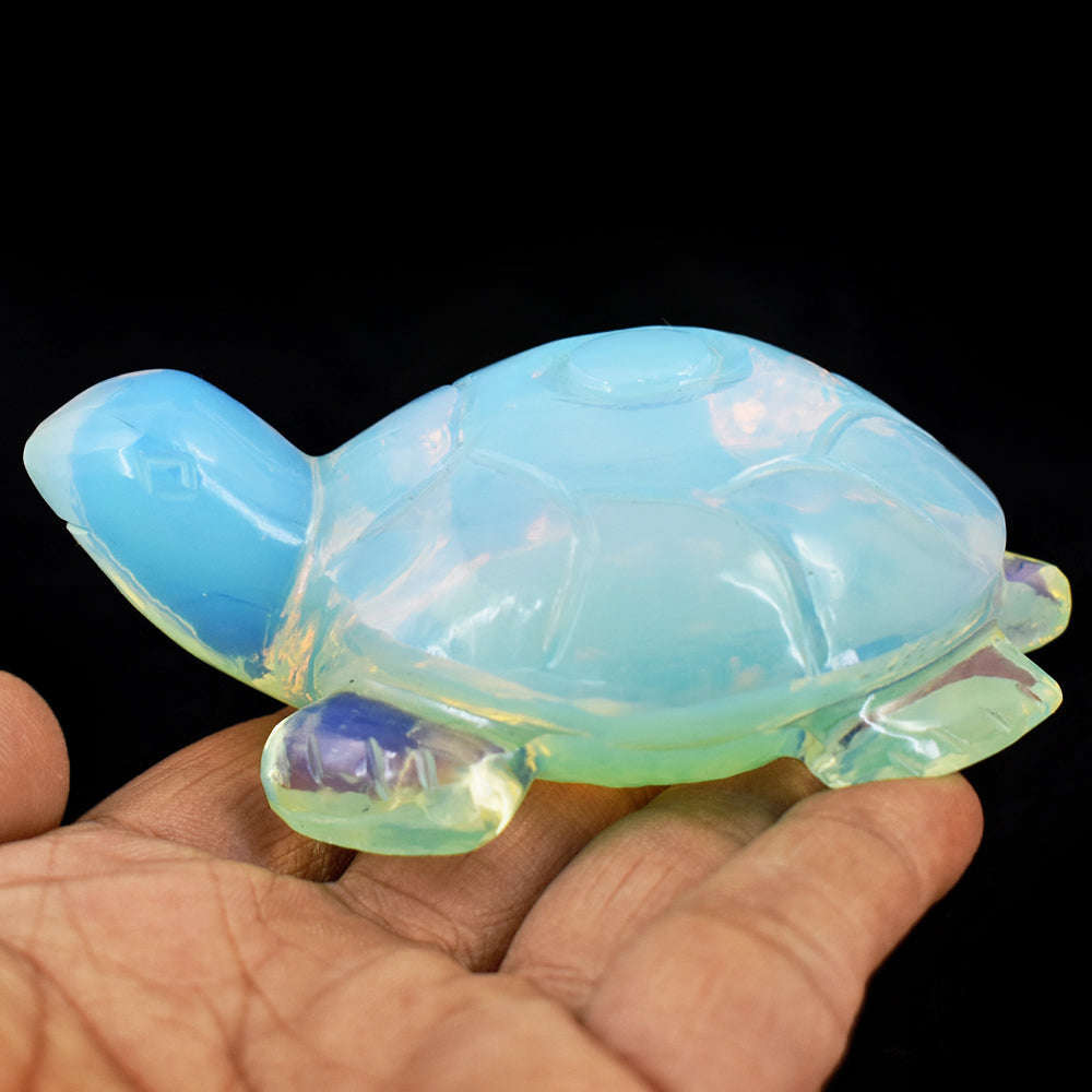 gemsmore:Artisian Opalite Hand Carved Crystal Gemstone Carving Turtle