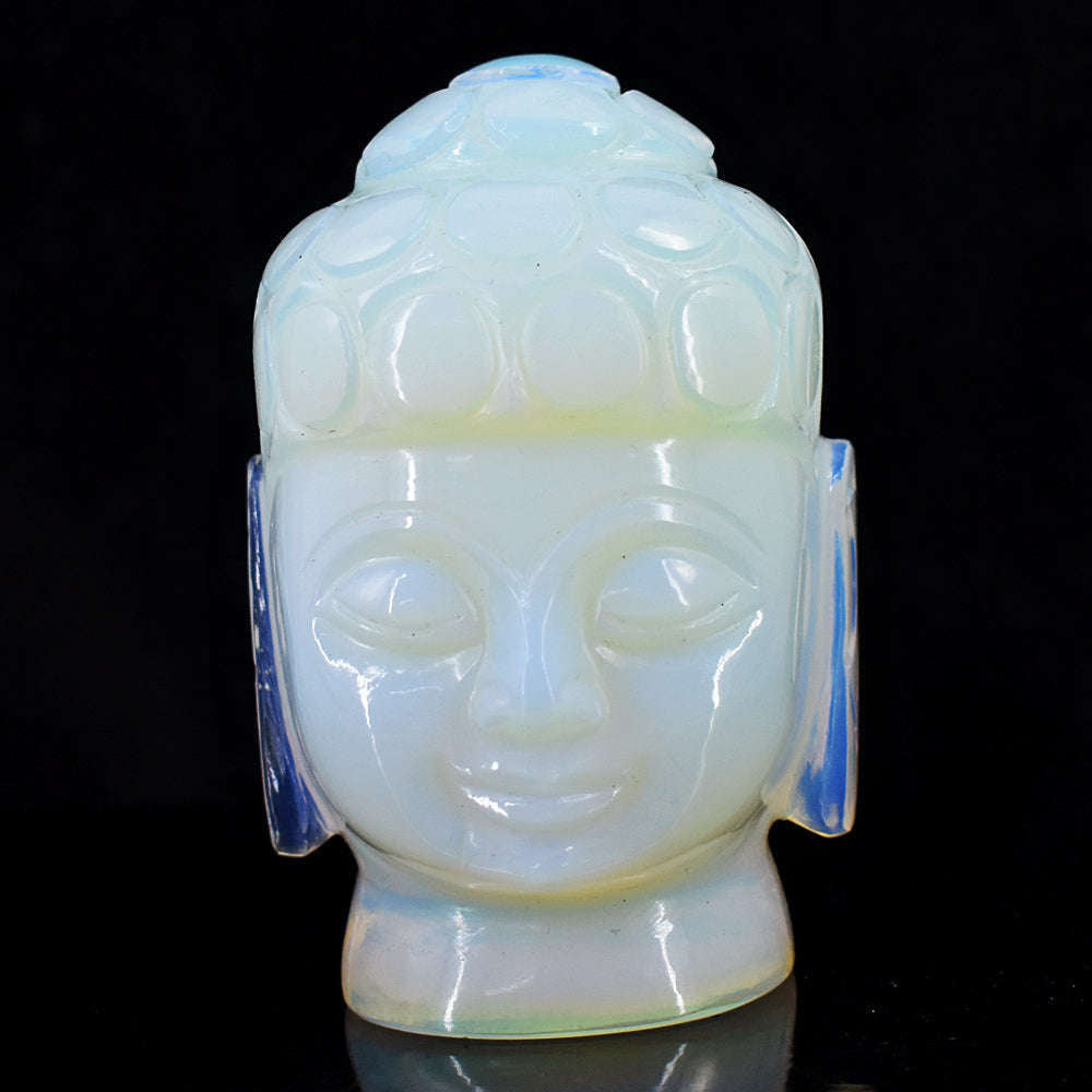 gemsmore:Artisian Opalite  Hand Carved Genuine Crystal Gemstone Carving Buddha Head