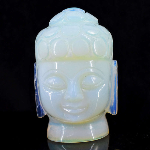 gemsmore:Artisian Opalite  Hand Carved Genuine Crystal Gemstone Carving Buddha Head