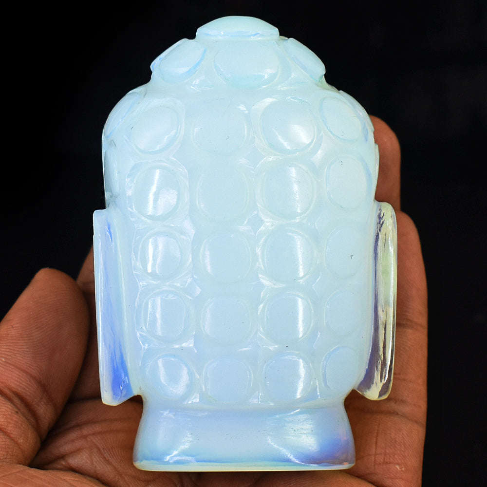 gemsmore:Artisian Opalite  Hand Carved Genuine Crystal Gemstone Carving Buddha Head