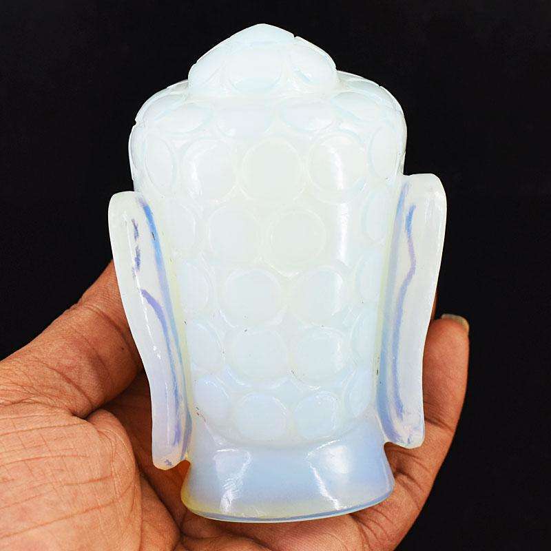 gemsmore:Artisian Opalite Hand Carved Genuine Crystal Gemstone Carving Buddha Head