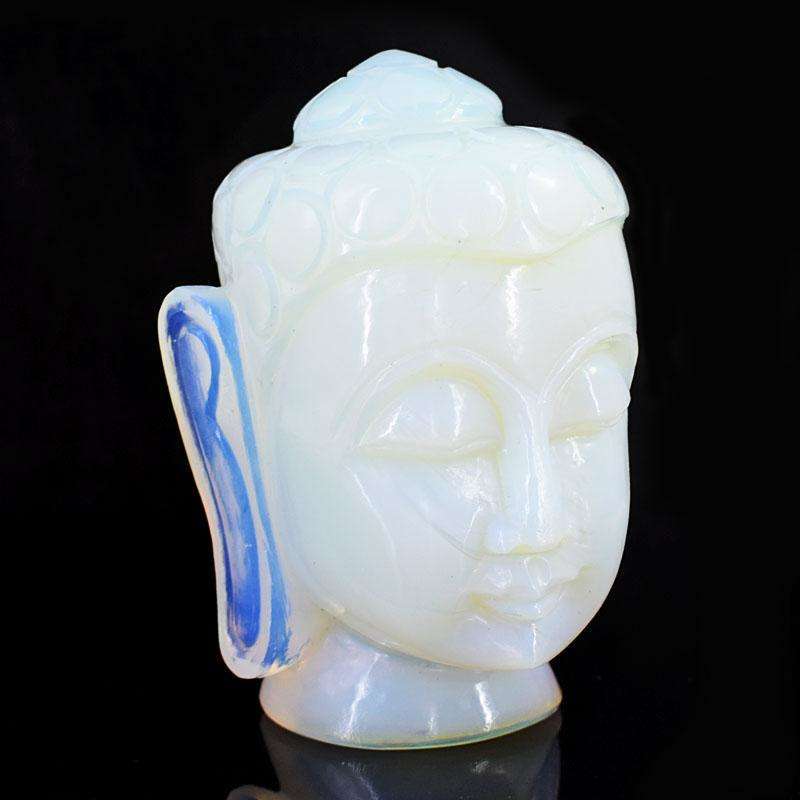 gemsmore:Artisian Opalite Hand Carved Genuine Crystal Gemstone Carving Buddha Head