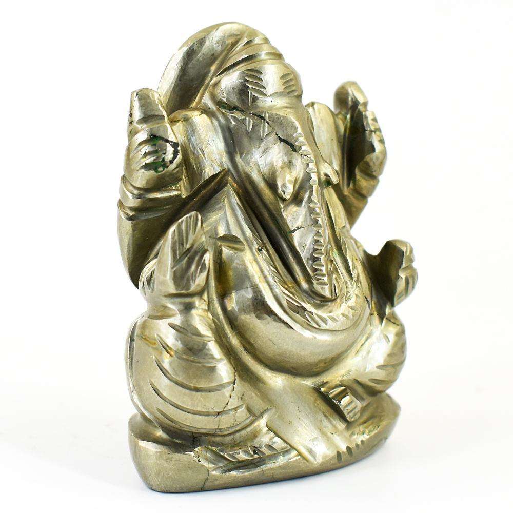 gemsmore:Artisian Pyrite Hand Carved Genuine Crystal Gemstone Carving Lord Ganesha