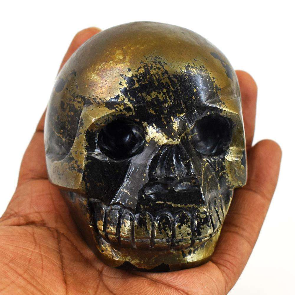 gemsmore:Artisian Pyrite Hand Carved Skull