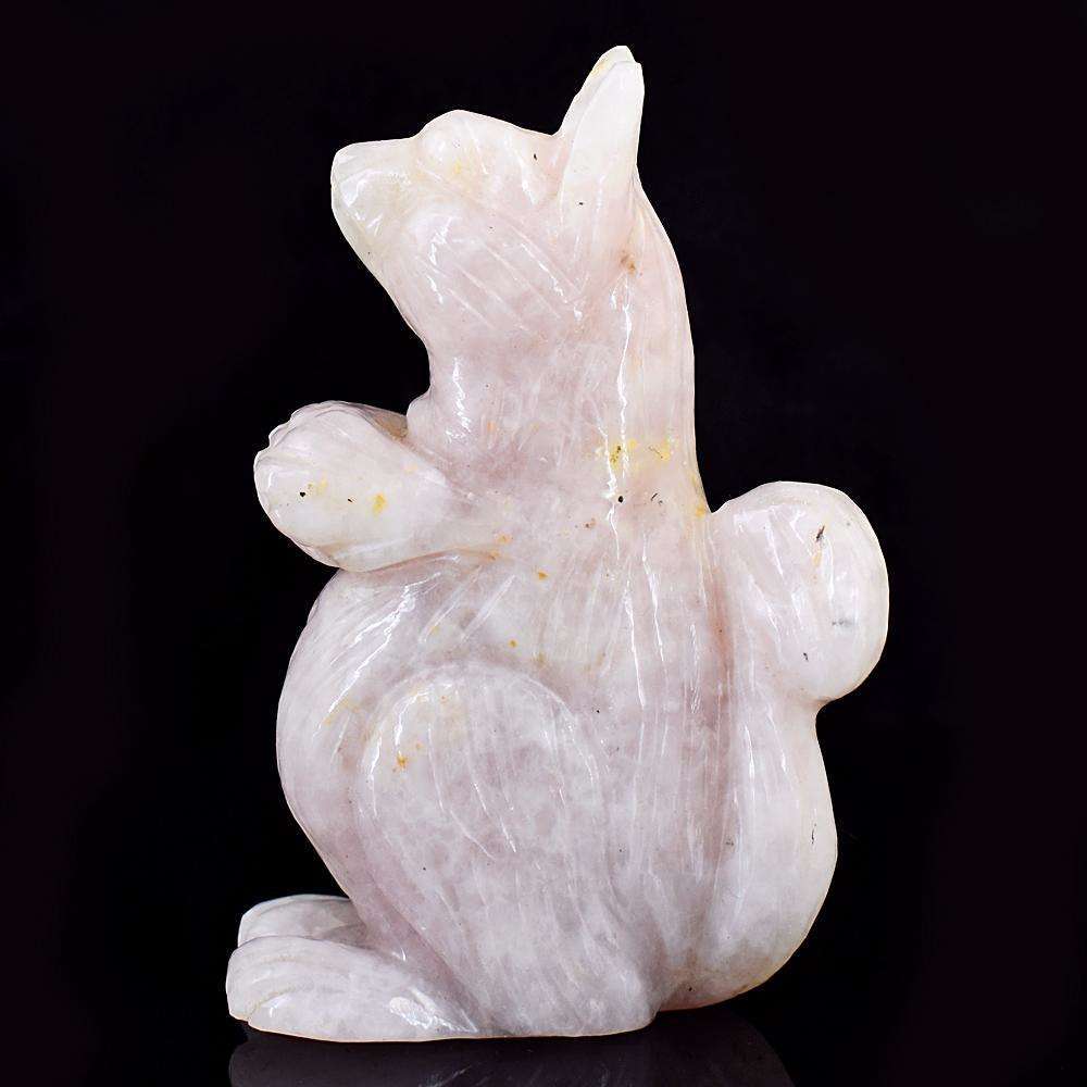 gemsmore:Artisian Rose Quartz Hand Carved Squirrel