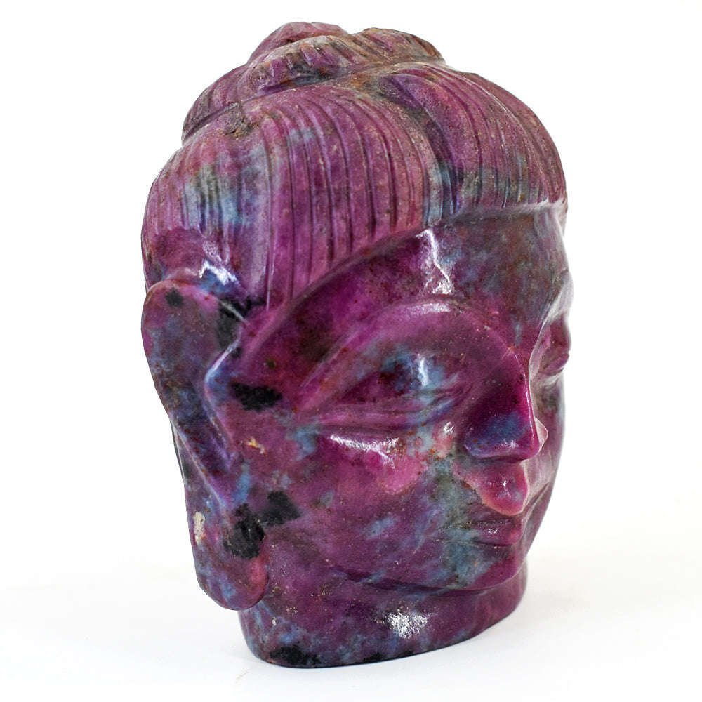 gemsmore:Artisian Ruby Zoisite  Hand Carved Genuine Crystal Gemstone Carving Buddha Head