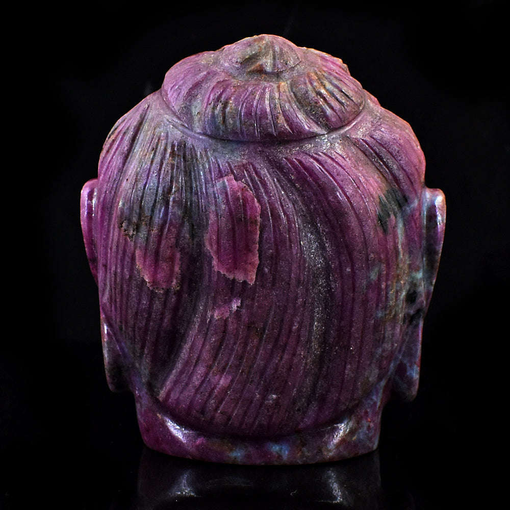 gemsmore:Artisian Ruby Zoisite  Hand Carved Genuine Crystal Gemstone Carving Buddha Head