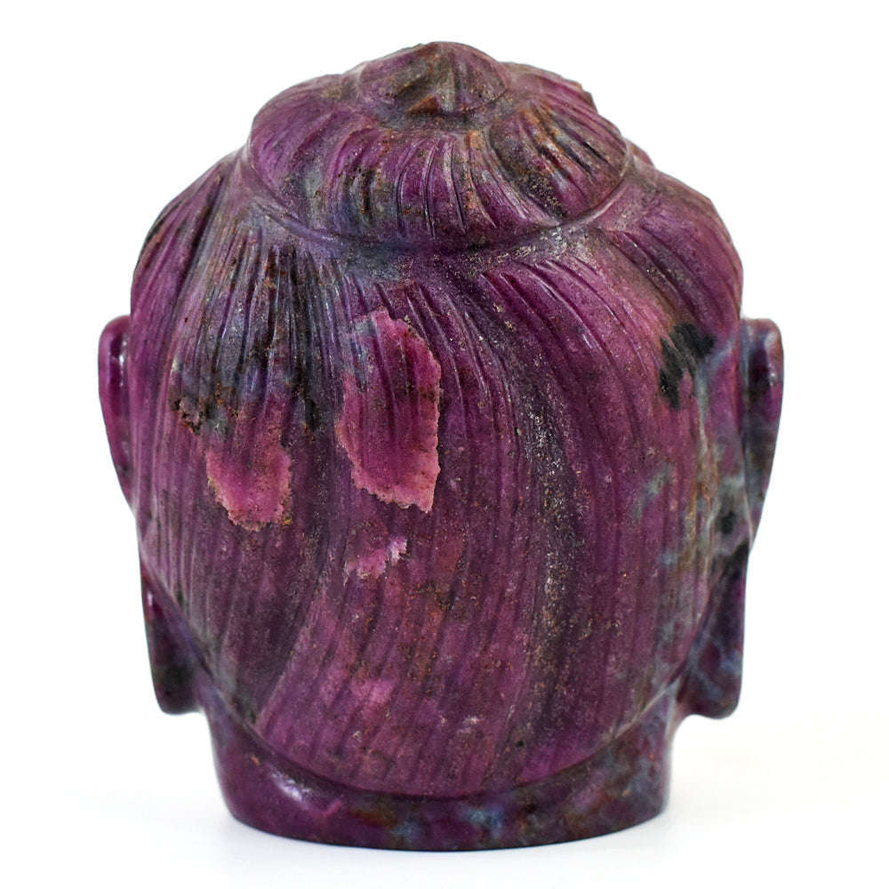 gemsmore:Artisian Ruby Zoisite  Hand Carved Genuine Crystal Gemstone Carving Buddha Head